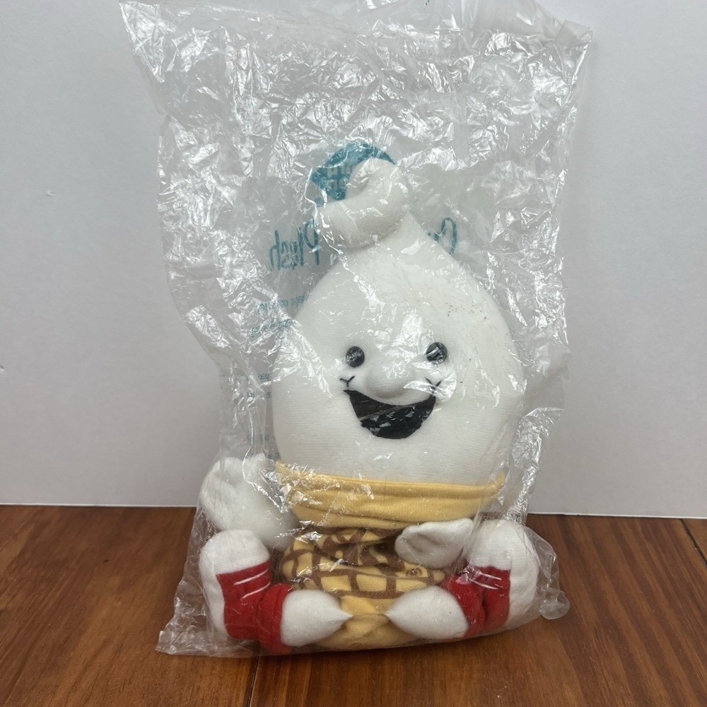 Dairy Queen Curly Top 12" Vanilla Ice Cream Cone Bean Bag Plush Vintage 1998 DQ‎